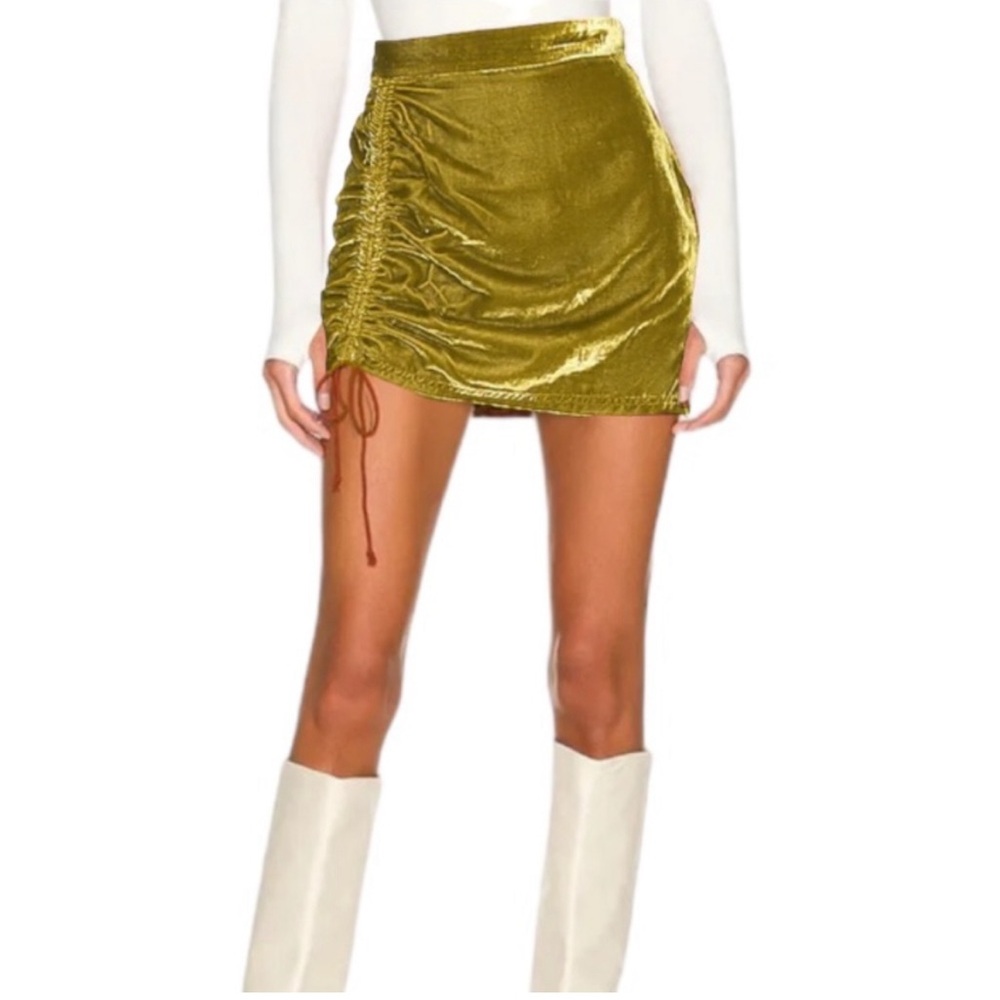 Free People Vivienne Mini Skirt Ruched Tie Front